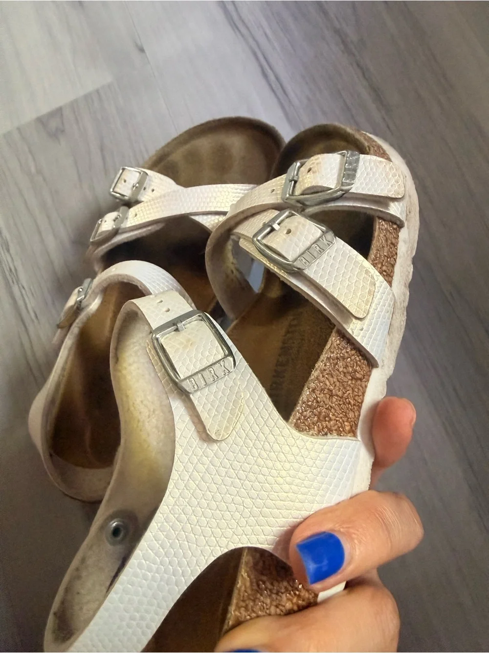 Birkenstock Kids White Buckle Strap Sandals